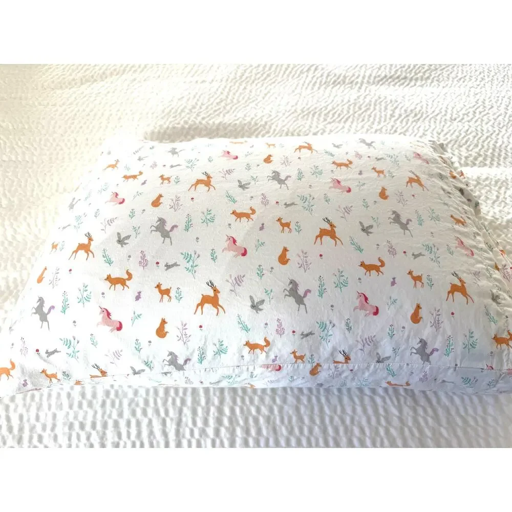Pillowfort Woodland Animals Unicorn Deer Floral Pillowcase Cotton 27x20 Standard
